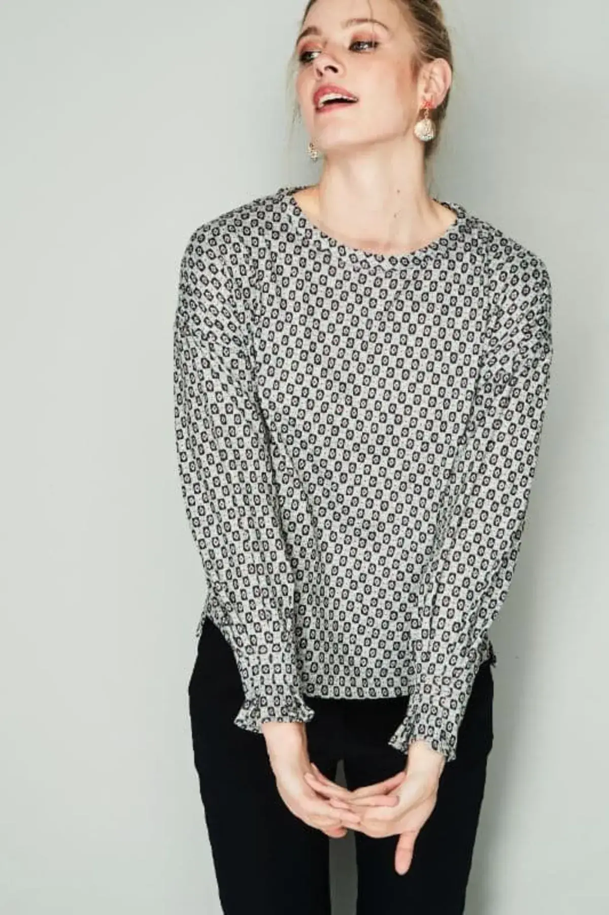 Blusa manga larga estampada