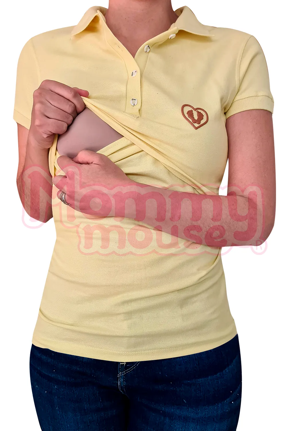 Blusa maternidad - lactancia Tipo Polo. Amarillo