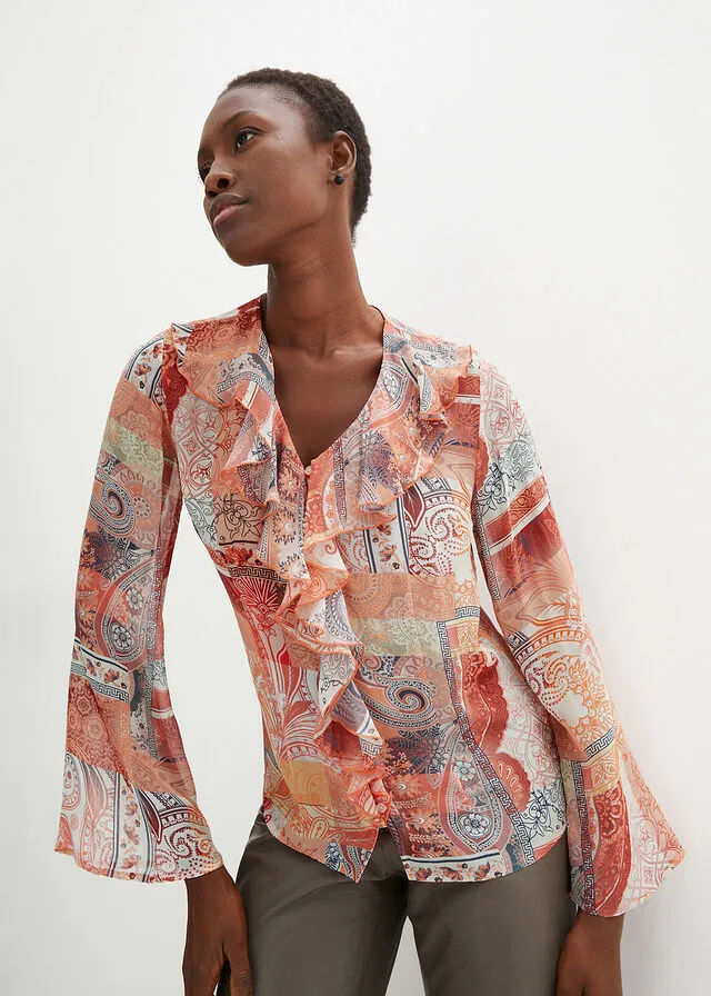 Blusa Naranja suave estampado