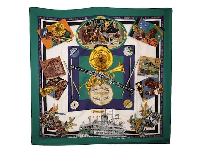 Bufanda Hermès Carré 90 en verde 
