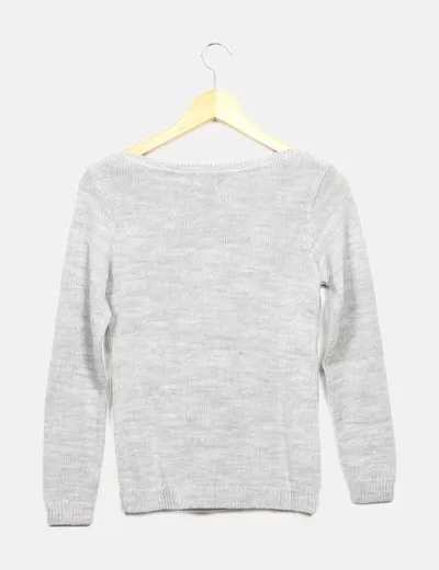 Cache Cache Jersey de punto gris navideño
