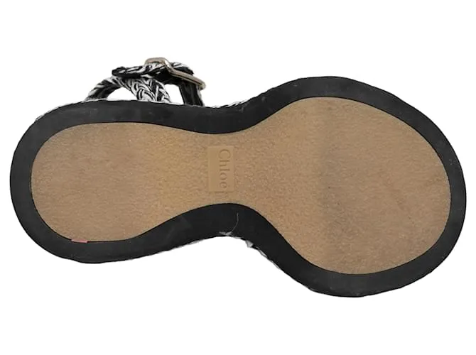 Chloé Sandalias de plataforma trenzadas Chloe Negro & Blanco Talla 35 