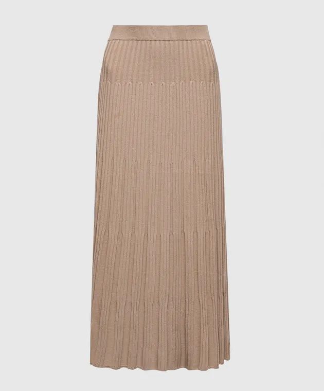 JOSEPH Beige ribbed wool midi skirt