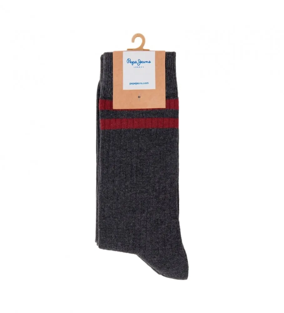 Pack 3 Pares de Calcetines Color Ribete gris