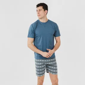 Pijama corto algodón hombre Omega azul