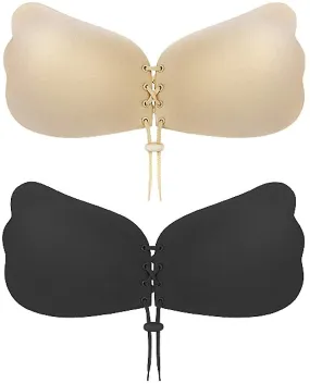 Sujetador pegajoso 2 pares Adhesivo sin tirantes sin espalda Invisible Push Up